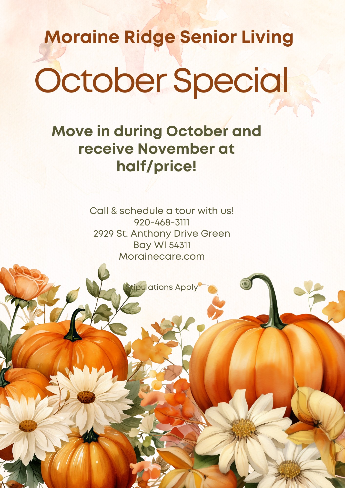 Moraine Ridge | Independent, Assisted & Memory Care | Green Bay, WI - October%20Special%20MR